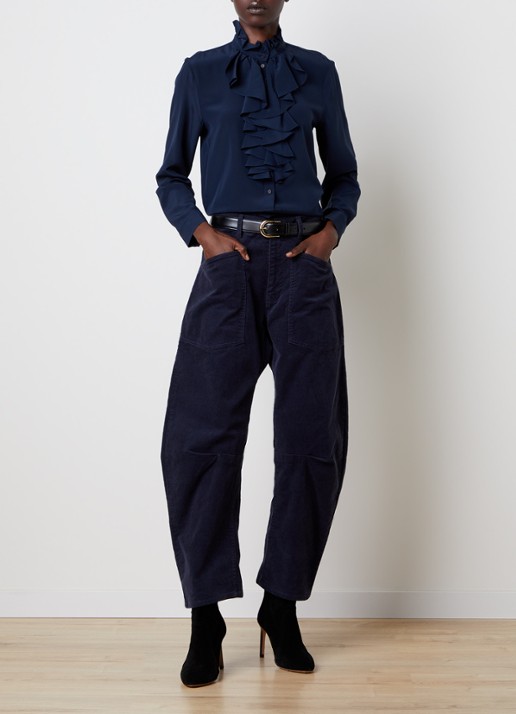 Nili Lotan Shon mid waist balloon fit broek met opgestikte zakken - voorkant 6 blauw