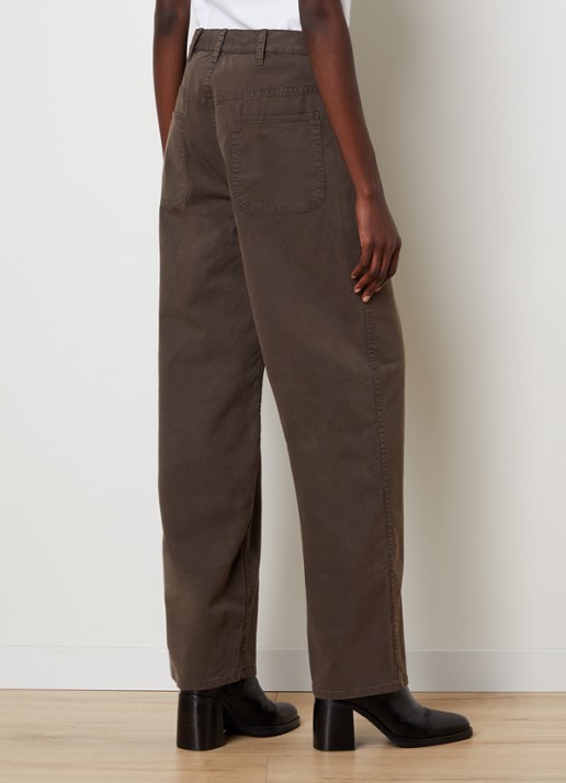 Nili Lotan Whitney high waist straight fit broek met steekzakken - achterkant 3 lichtbruin