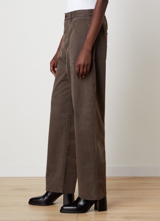 Nili Lotan Whitney high waist straight fit broek met steekzakken - detail 5 lichtbruin