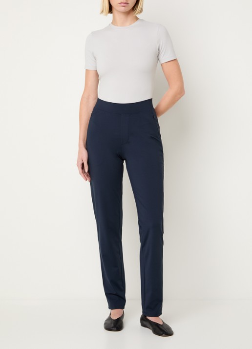 Ninepine Asana high waist slim fit broek met ritszakken - voorkant 3 donkerblauw