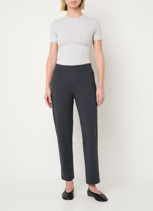 Ninepine Asana high waist slim fit broek met ritszakken - voorkant 4 donkergrijs