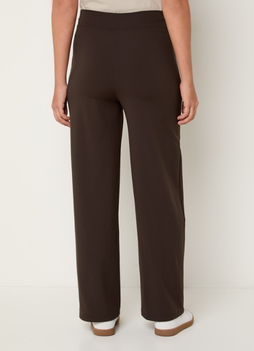 Ninepine Asana high waist straight fit broek met ritszakken - achterkant donkerbruin