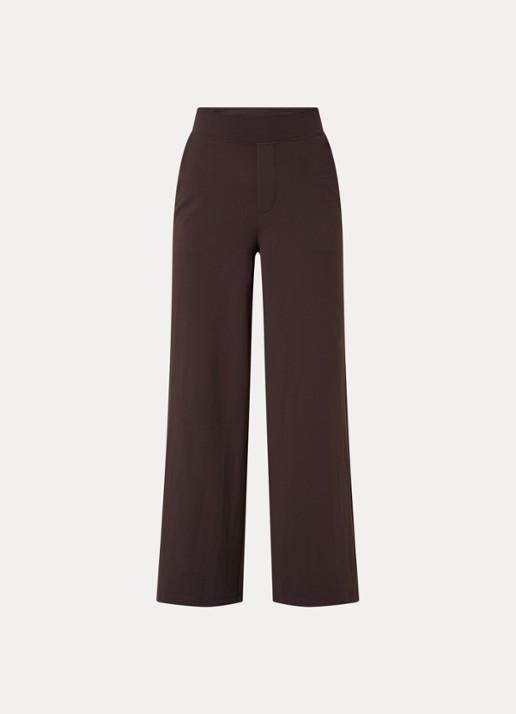 Ninepine Asana high waist wide fit pantalon - voorkant donkerbruin
