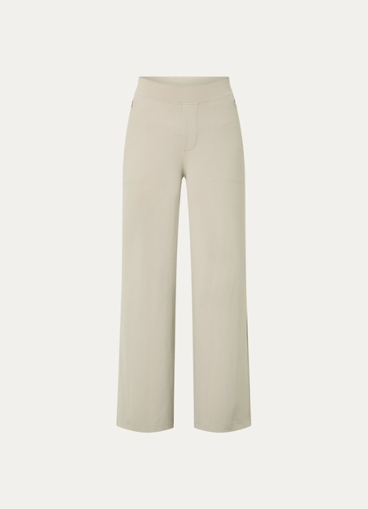 Ninepine Asana high waist wide fit pantalon - voorkant 2 beige