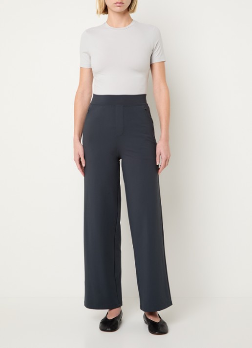 Ninepine Asana Relaxed high waist straight fit broek met ritszakken - voorkant 4 donkergrijs