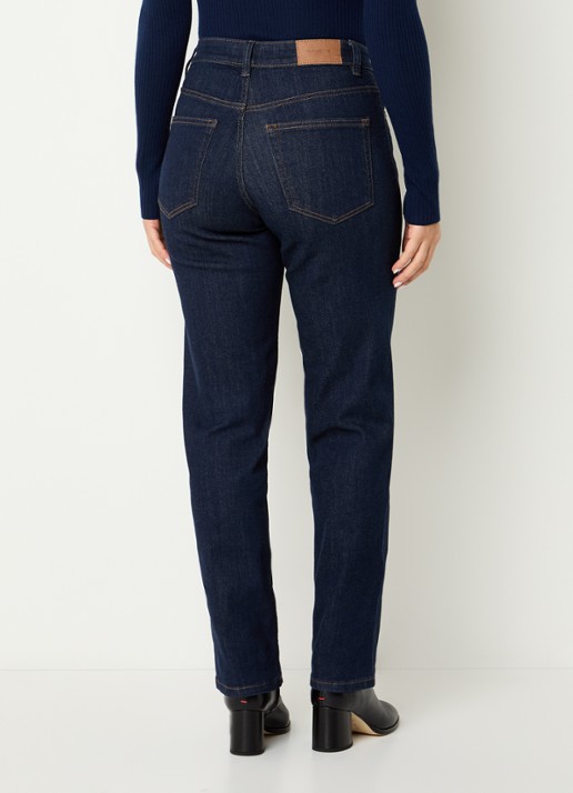 Ninepine High waist slim fit jeans met donkere wassing - achterkant 3 indigo