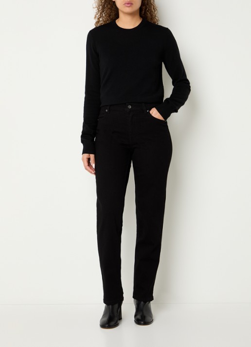 Ninepine High waist slim fit jeans met gekleurde wassing - voorkant 2 zwart