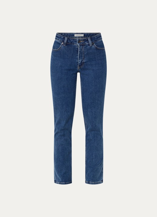 Ninepine High waist slim fit jeans met gekleurde wassing - voorkant 2 indigo