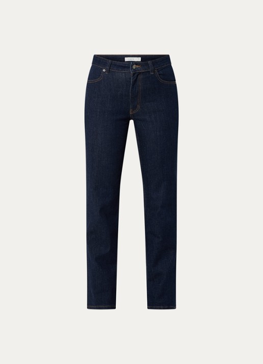 Ninepine High waist slim fit jeans met gekleurde wassing - voorkant 3 donkerblauw