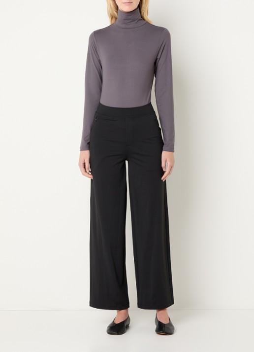 Ninepine Top van jersey met col - voorkant 3 taupe