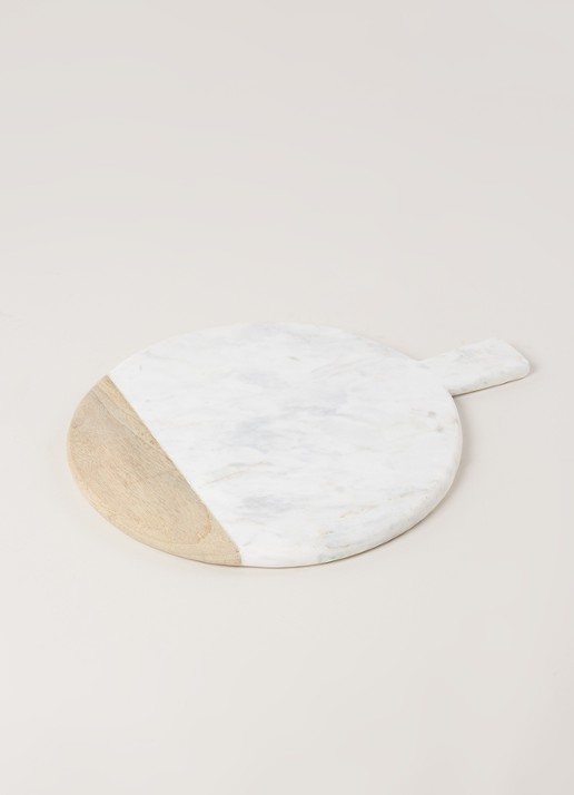 Nkuku Bwari snij- en serveerplank van marmer 32 cm - voorkant 2 wit