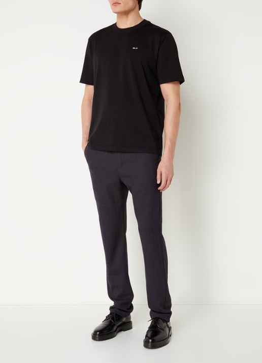 NN.07 Adam T-shirt met logo - voorkant 3 zwart