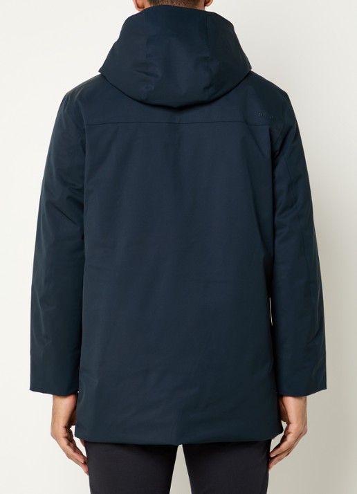 NN.07 Blake gewatteerde parka met capuchon en ritszakken  - achterkant 4 donkerblauw