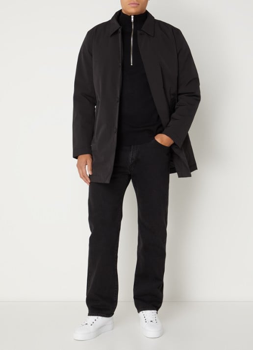 NN.07 Blake gewatteerde trenchcoat met uitneembare voering - voorkant 4 zwart