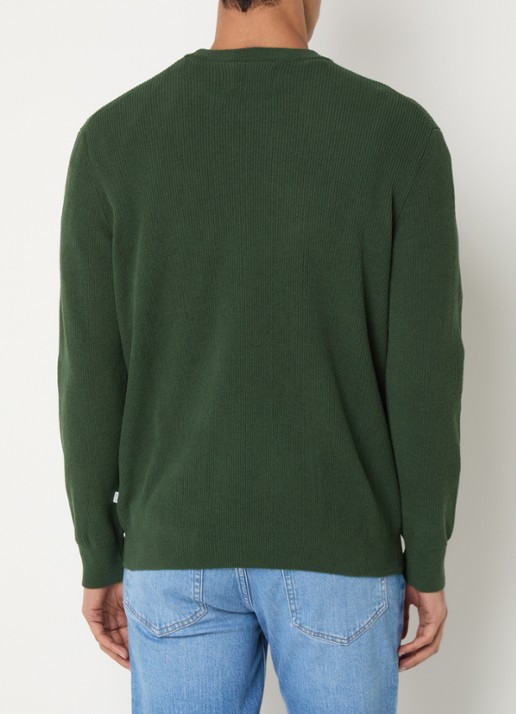NN.07 Danny grofgebreide pullover met ronde hals - achterkant 3 groen