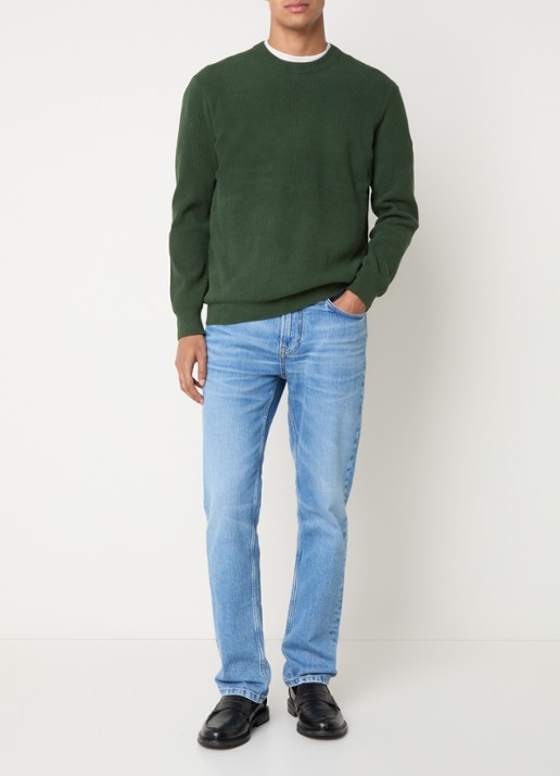 NN.07 Danny grofgebreide pullover met ronde hals - voorkant 2 groen