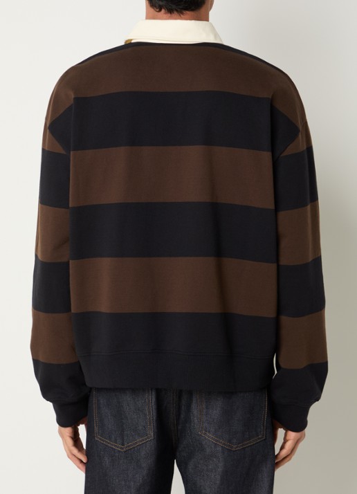 NN.07 David sweater met streepprint - achterkant bruin