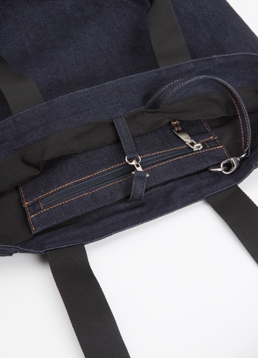 NN.07 Grip schoudertas van denim  - detail indigo