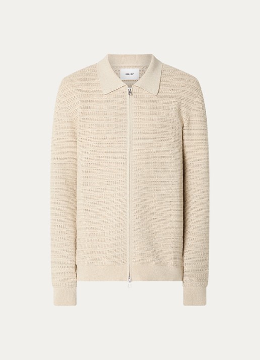 NN.07 Gustav grofgebreid vest met structuur - voorkant 2 beige