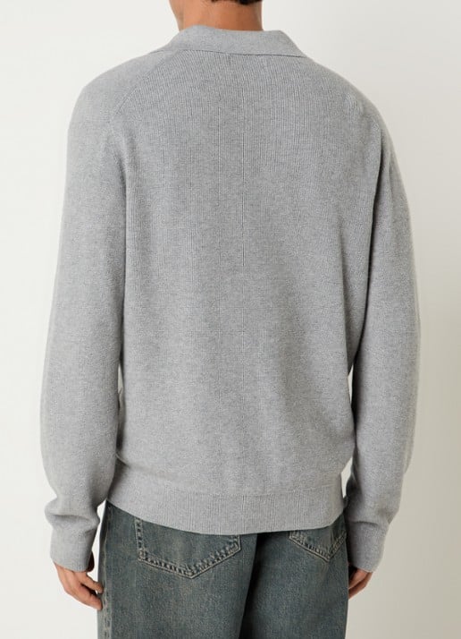 NN.07 Hope regular fit polo met ribstructuur - achterkant 2 grijsmele