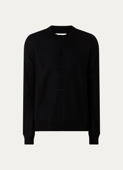 NN.07 Jasper fijngebreid vest met ronde hals - voorkant zwart