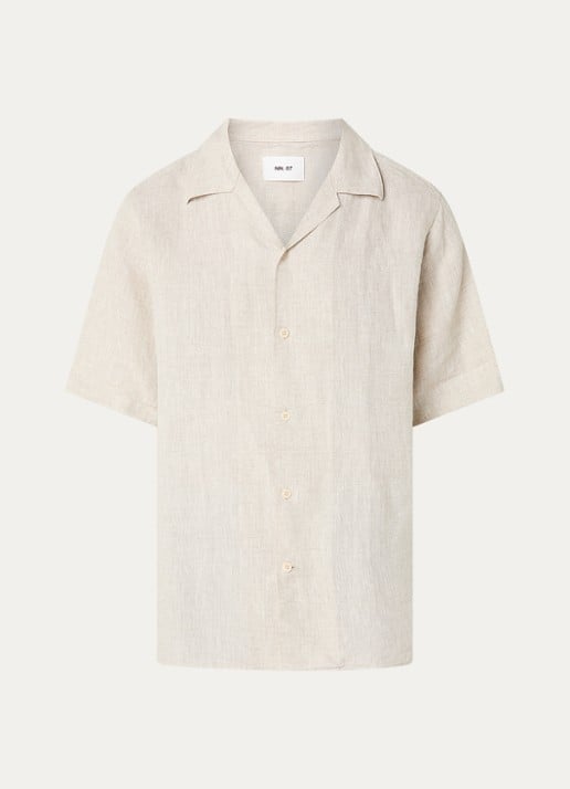 NN.07 Julio regular fit overhemd van linnen - voorkant 3 beige