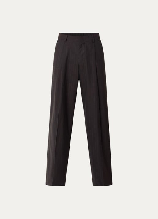 NN.07 Kay wide fit pantalon met steekzakken - voorkant donkerbruin