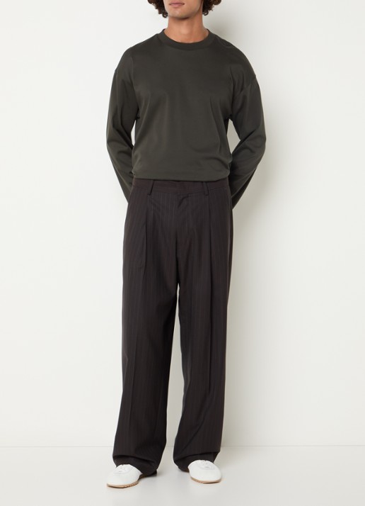 NN.07 Kay wide fit pantalon met steekzakken - voorkant 2 donkerbruin