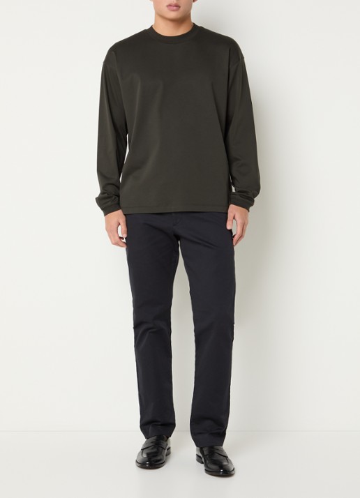 NN.07 Lionel longsleeve met ronde hals - voorkant 3 bronsgroen
