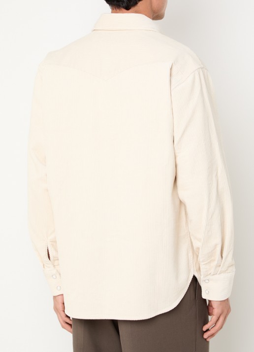 NN.07 Overshirt van corduroy met borstzakken - achterkant 4 gebroken wit