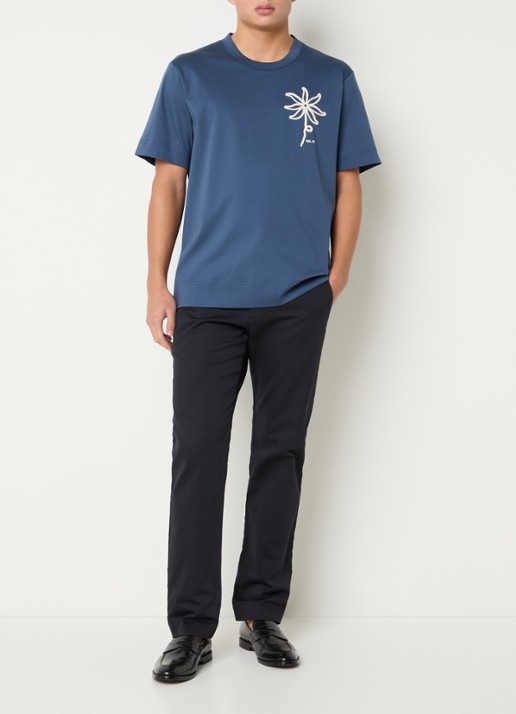 NN.07 Pedro t-shirt met borduring - voorkant 3 blauw