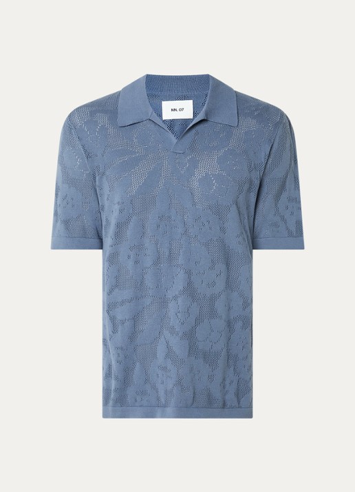 NN.07 Polo met structuur - voorkant staalblauw