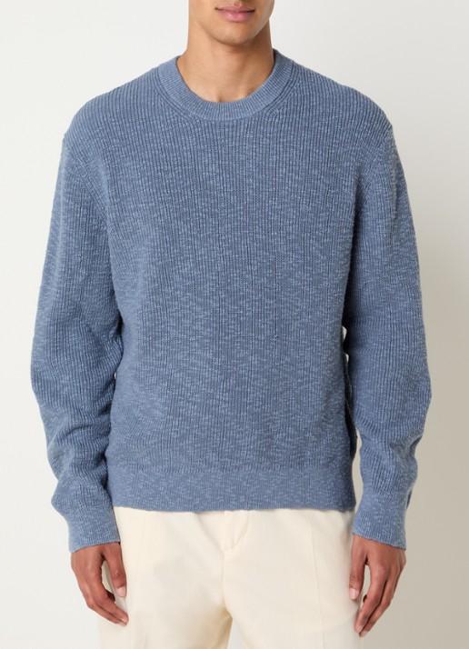 NN.07 Russel Crew ribgebreide trui met ronde hals