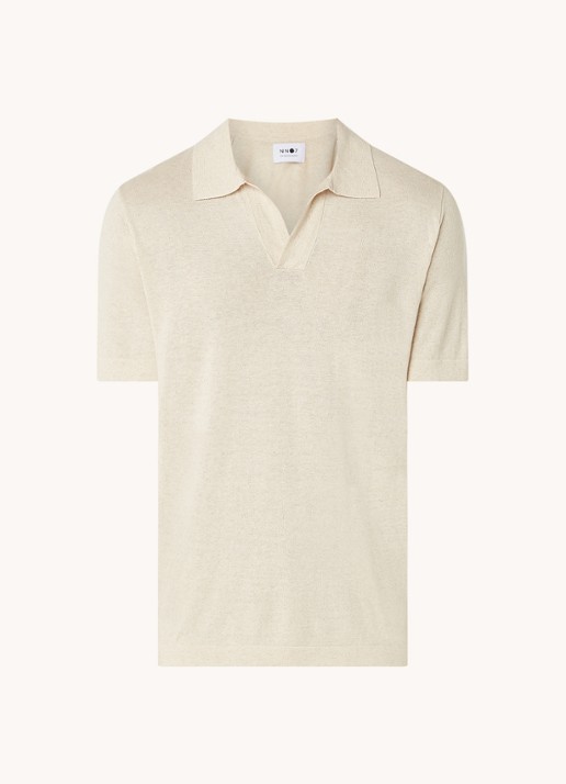 NN.07 Ryan regular fit polo in linnenblend - voorkant 2 donkerbeige