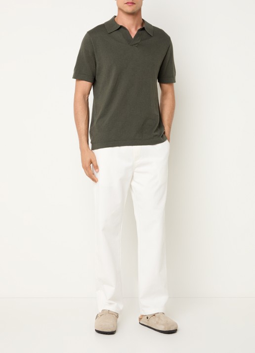 NN.07 Ryan regular fit polo in linnenblend - voorkant 3 groen