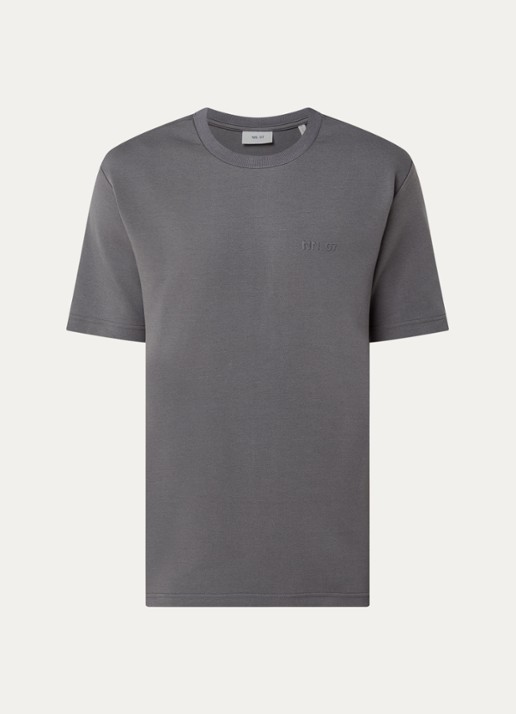NN.07 T-shirt met 3D logo - voorkant donkergrijs
