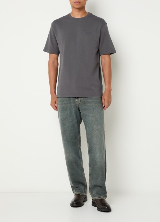 NN.07 T-shirt met 3D logo - voorkant 2 donkergrijs