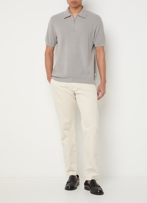 NN.07 Theo slim fit chino van  katoen met steekzakken - voorkant 5 creme