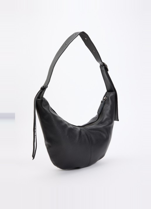 Nona Banana XL crossbodytas van leer met verstelbare schouderriem - achterkant 2 zwart