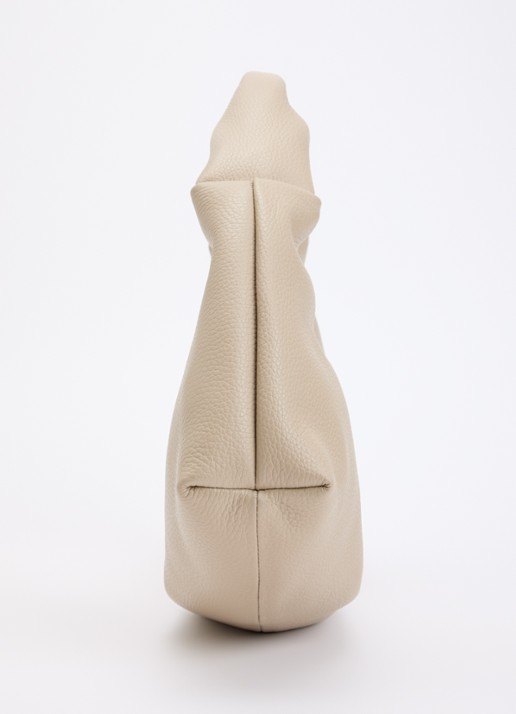 Nona Slouchy schoudertas van leer - detail 3 beige
