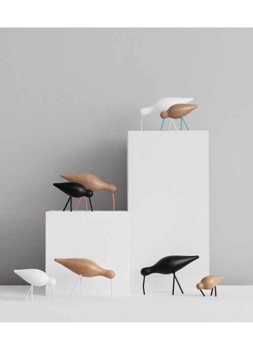 Normann Copenhagen Shorebird ornament van hout 7,5 cm - achterkant beige
