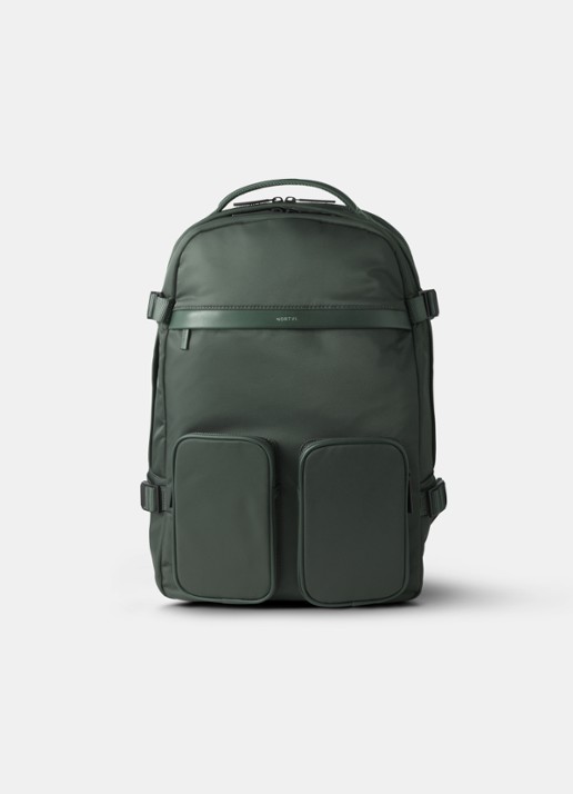 Nortvi Explorer rugzak met 17 inch laptopvak - voorkant rainforest green / donkergroen