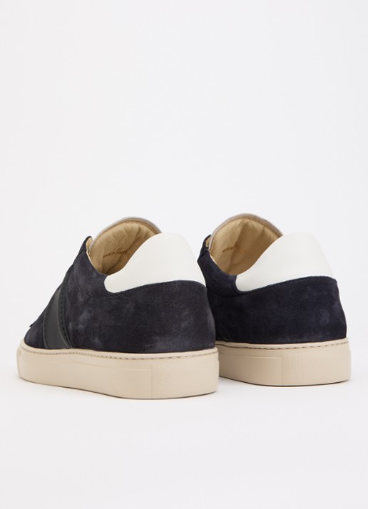 Nubikk Jase Morris sneaker van suède met leren details - achterkant donkerblauw