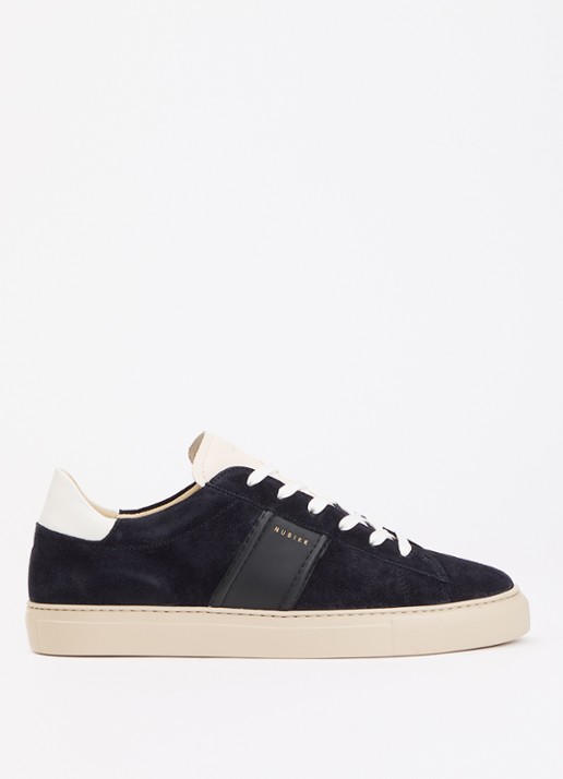 Nubikk Jase Morris sneaker van suède met leren details - voorkant 5 donkerblauw