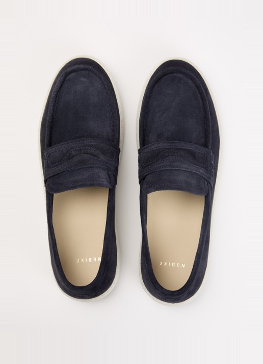 Nubikk Jiro Gatsby loafer van suède - detail 4 donkerblauw