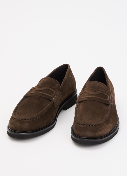 Nubikk Jones Gatsby loafer van suède - detail donkerbruin