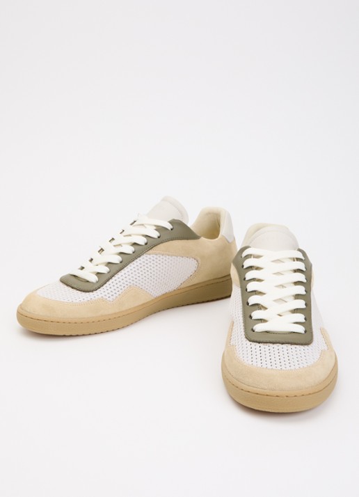 Nubikk Ray Joss sneaker van suéde met details van mesh en leer  - detail creme
