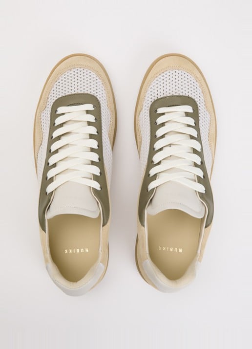 Nubikk Ray Joss sneaker van suéde met details van mesh en leer  - detail 2 creme