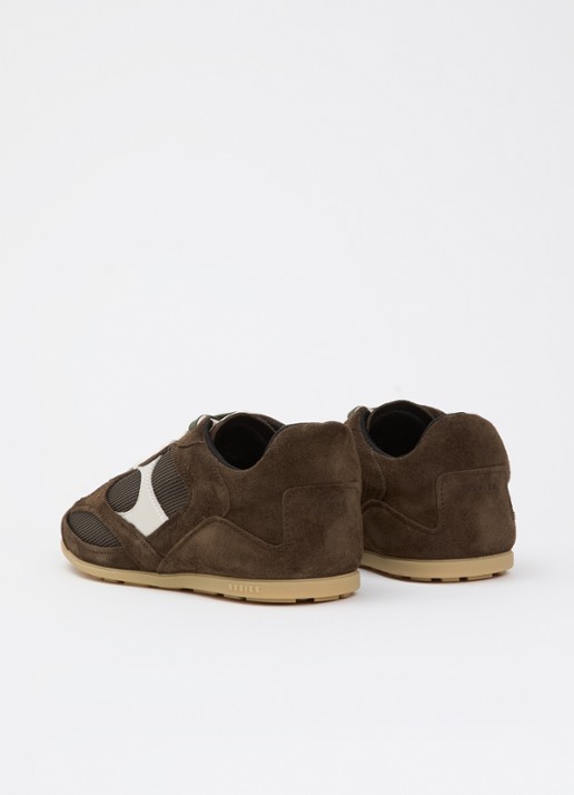 Nubikk Riley Morgan sneaker van suède met mesh details - achterkant 2 donkerbruin