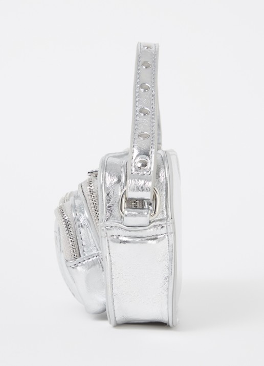 Núnoo Helena handtas met afneembare schouderriem en metallic finish - detail 3 zilver
